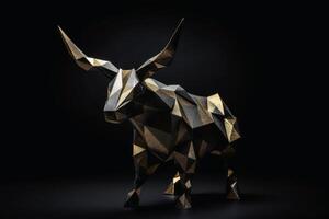 Wild animal origami covered in gold leaf created with generative AI technology. photo