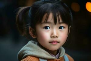 A chinese child portrait created with generative AI technology. photo