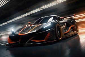 Futuristic super sports car speed . AI Generated photo