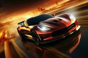 Futuristic super sports car speed . AI Generated photo