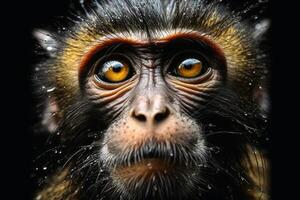 A close up portrait of mesmerizing ape photography created with technology photo