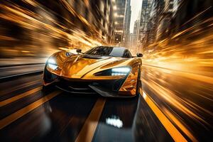 Futuristic super sports car speed . AI Generated photo