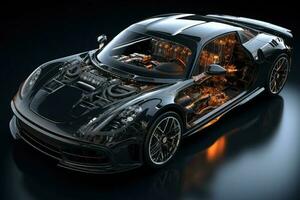Futuristic super sports car speed . AI Generated photo