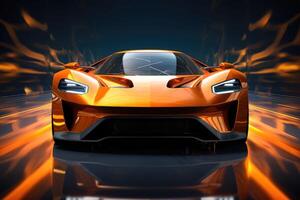 Futuristic super sports car speed . AI Generated photo