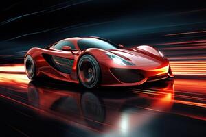 Futuristic super sports car speed . AI Generated photo