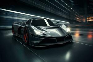 Futuristic super sports car speed . AI Generated photo