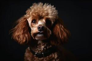 Portrait of a cute poodle dog created with generative AI technology. photo