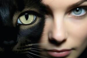 A woman with cats created with technology. photo