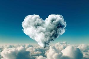 A cloud in heart shape created with generative AI technology. photo