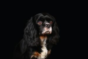 Portrait of a cute cavalier King charles spaniel dog created with generative AI technology. photo