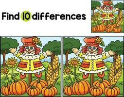 Thanksgiving Scarecrow Find The Differences vector