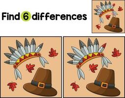 Thanksgiving Pilgrim Hat Find The Differences vector