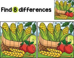 Thanksgiving Harvest Corn Find The Differences vector