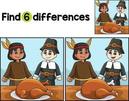 Thanksgiving Native American Find The Differences vector