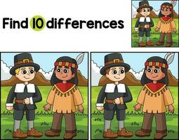 Thanksgiving Native American Find The Differences vector