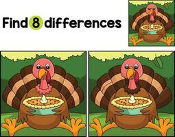 Thanksgiving Turkey With Pie Find The Differences vector