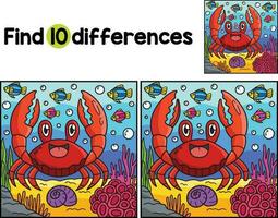 Red Jamaican Crab Animal Find The Differences vector