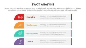 swot analysis concept with for infographic template banner with long rectangle box vertical four point list information vector