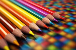 Closeup of colored pencils. photo