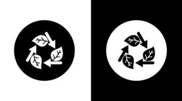 Recycle Leaf Arrow Icon Design Black and white vector