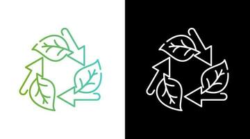 Eco Recycle Leaf Gradient Black and white Icon Design vector