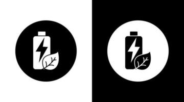 green eco battery energy Icon Design Black and white vector