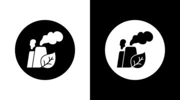 green eco factory with smokes energy Icon Design Black and white vector