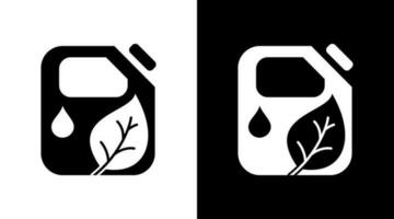 Eco Power Gas Oil Petrol Nature Black and white Icon Design vector