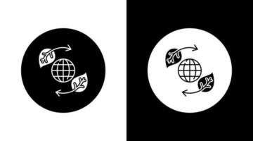 World Green Eco Icon Design Black and white vector