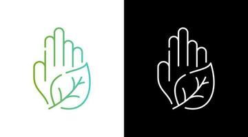 Eco Hand Palm Gradient Black and white Icon Design vector