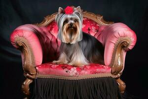 retrato de un linda Yorkshire terrier perro creado con generativo ai tecnología. foto