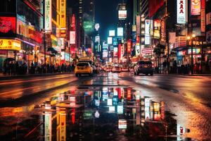 Nightlife in the big city created with generative AI technology. photo