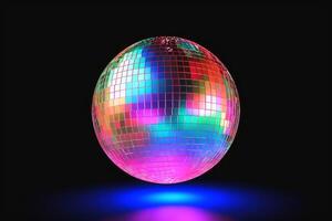 An 80s disco ball made of little mirrors created with technology. photo