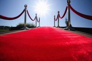 Red carpet low angle view created with technology. photo
