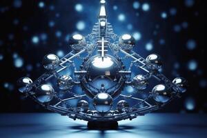Futuristic christmas tree created with technology. photo
