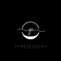 GE Initial handwriting minimalist geometric logo template vector