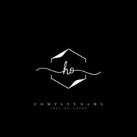 HO Initial handwriting minimalist geometric logo template vector