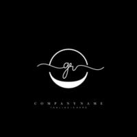 GR Initial handwriting minimalist geometric logo template vector