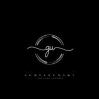 GU Initial handwriting minimalist geometric logo template vector