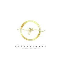 GE Initial handwriting minimalist geometric logo template vector