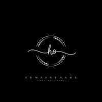 HO Initial handwriting minimalist geometric logo template vector