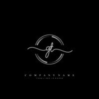 GT Initial handwriting minimalist geometric logo template vector