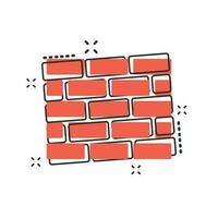 Vector cartoon wall brick icon in comic style. Wall sign illustration pictogram. Stone business splash effect concept.