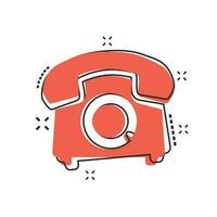 Vector cartoon phone icon in comic style. Telephone sign illustration pictogram. Phone business splash effect concept.