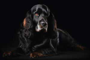 Portrait of a cute english cocker spaniel dog created with technology. photo