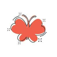 Vector cartoon butterfly icon in comic style. Insect sign illustration pictogram. Butterfly business splash effect concept.