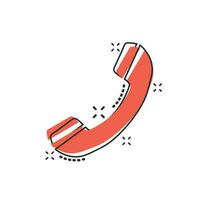 Vector cartoon phone icon in comic style. Contact, support service sign illustration pictogram. Telephone, communication business splash effect concept.