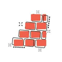 Vector cartoon wall brick icon in comic style. Wall sign illustration pictogram. Stone business splash effect concept.