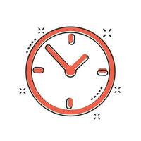 Cartoon alarm clock icon in comic style. Timer sign illustration pictogram. Stopwatch splash business concept. vector