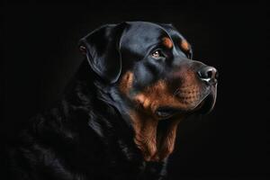 Portrait of a cute Rottweiler dog created with generative AI technology. photo